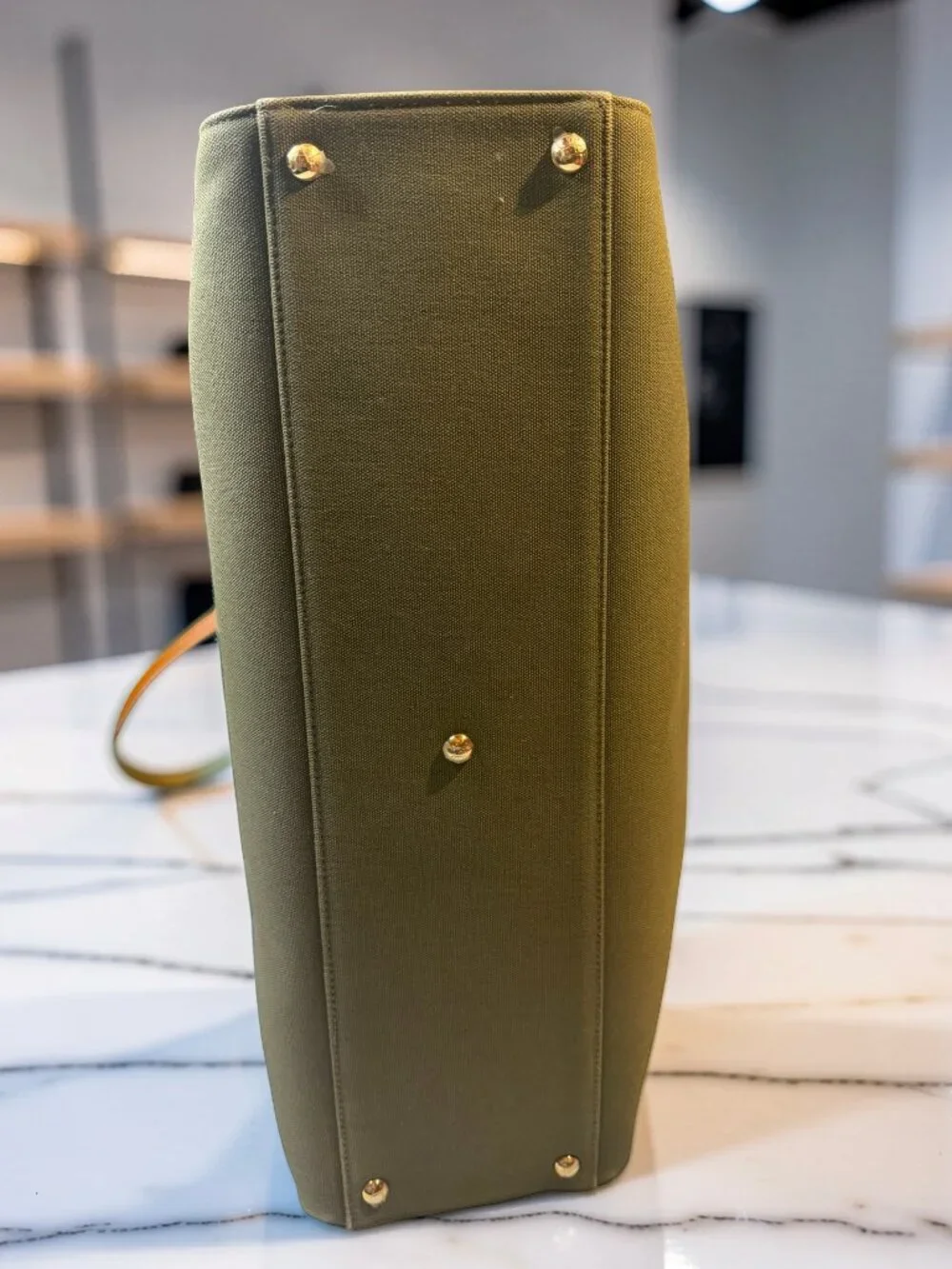 Fendi Peekaboo X-Tote Large Olive Canvas Tan Leather Trim Gold HW